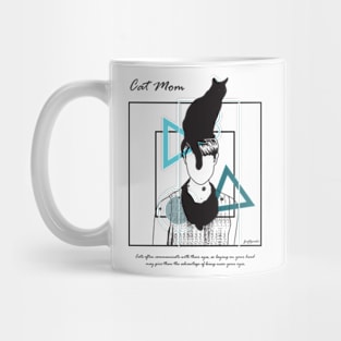 Cat sitting on a girl head version 8 Mug